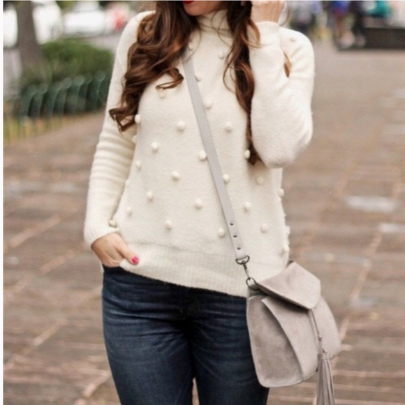 Madewell Snowglobe Bobble Turtleneck Wool blend Oversized Sweater Ivory XS - Picture 1 of 8